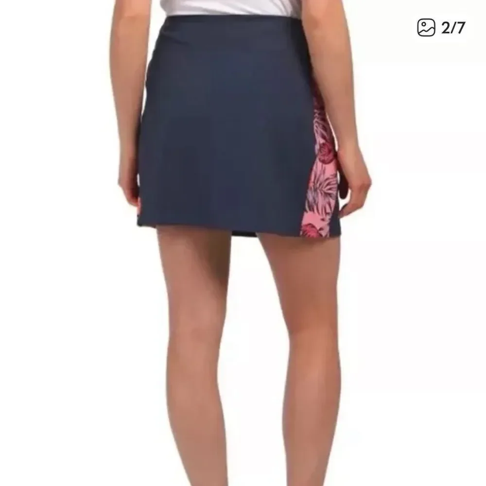 Tommy Bahama Golf Tennis Pickleball Skort Blue Pink Floral Panel